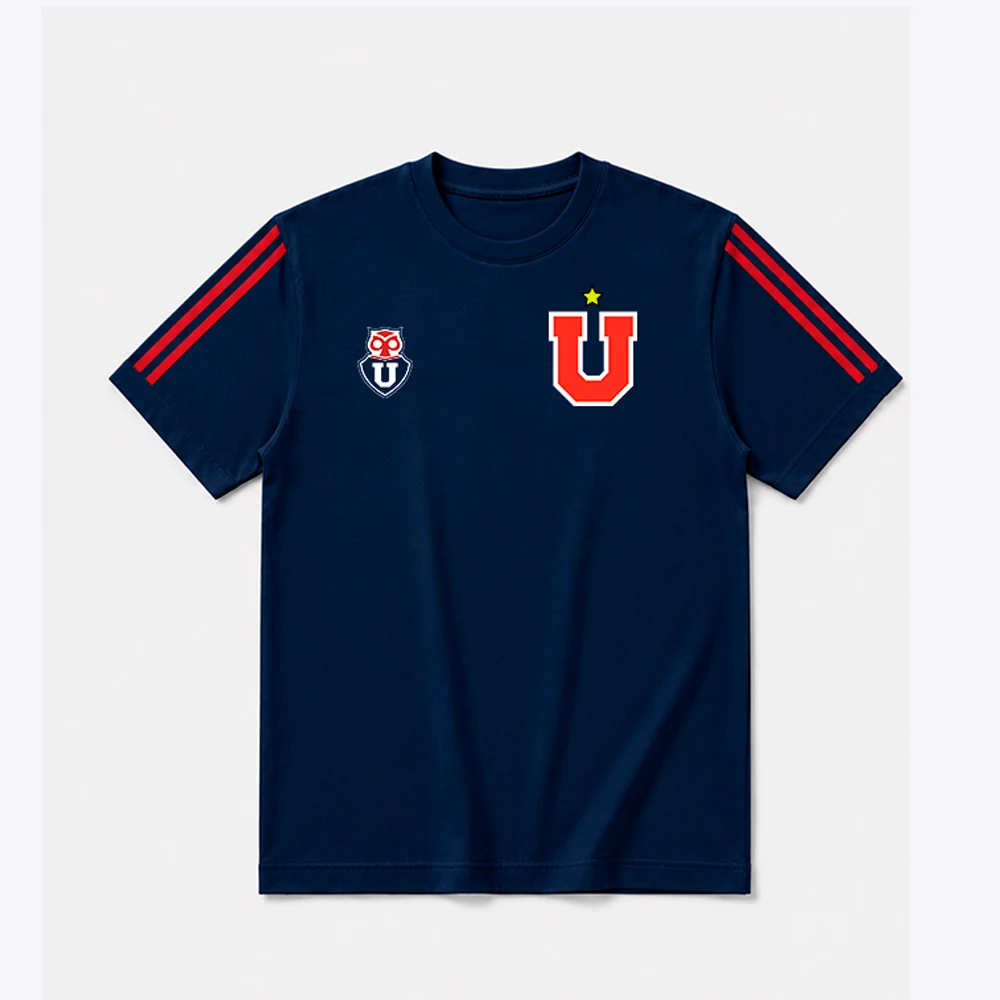 Polera Azul - Líneas Rojas y Chuncho
